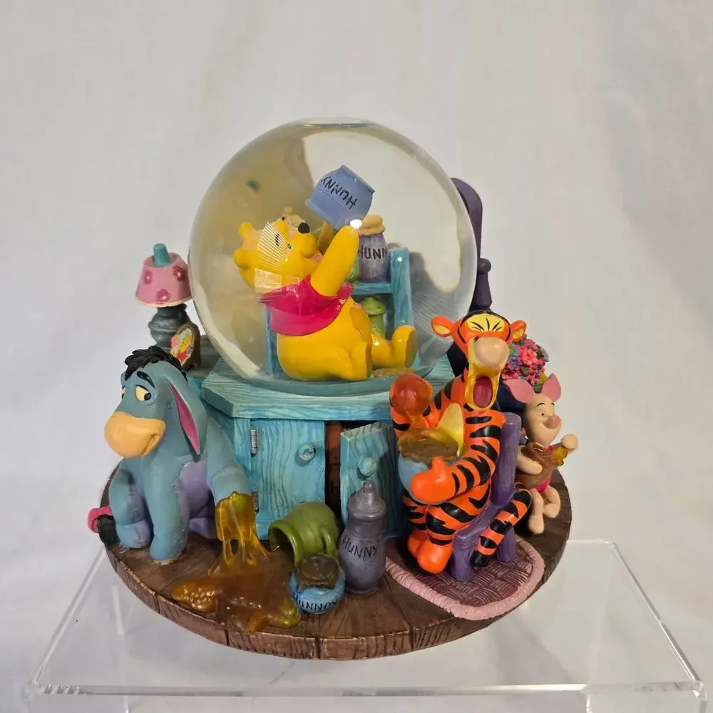 Vintage Disney Winnie the Pooh Honey Pot Eeyore Tigger Piglet Musical Globe